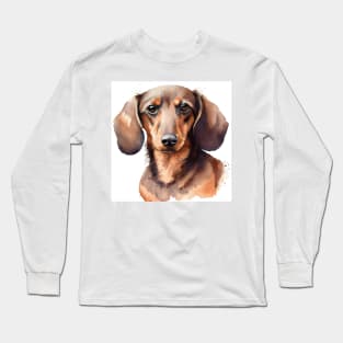 Watercolor Dachshund Portrait Long Sleeve T-Shirt